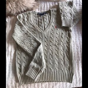 Ralph Lauren V Neck Cotton Cableknit. M